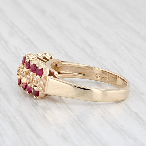 0.62ctw Tiered Ruby Ring 14k Yellow Gold Size 6.5 Stackable