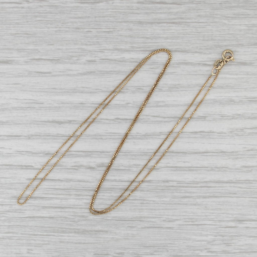19" 0.5mm Box Chain Necklace 14k Yellow Gold