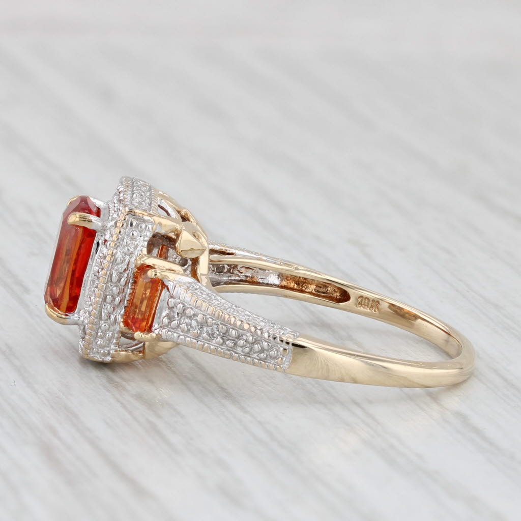 Light Gray 2.36ctw Lab Created Orange Sapphire Diamond Halo Ring 10k Yellow White Gold Sz 7