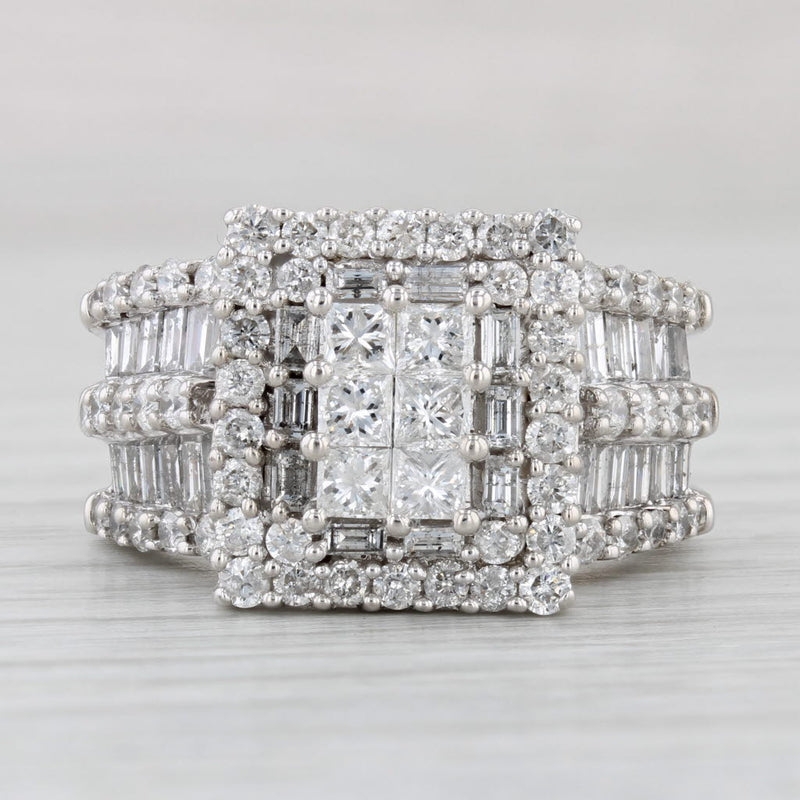 Light Gray 3ctw Princess Diamond Halo Engagement Ring 14k White Gold Size 6.75