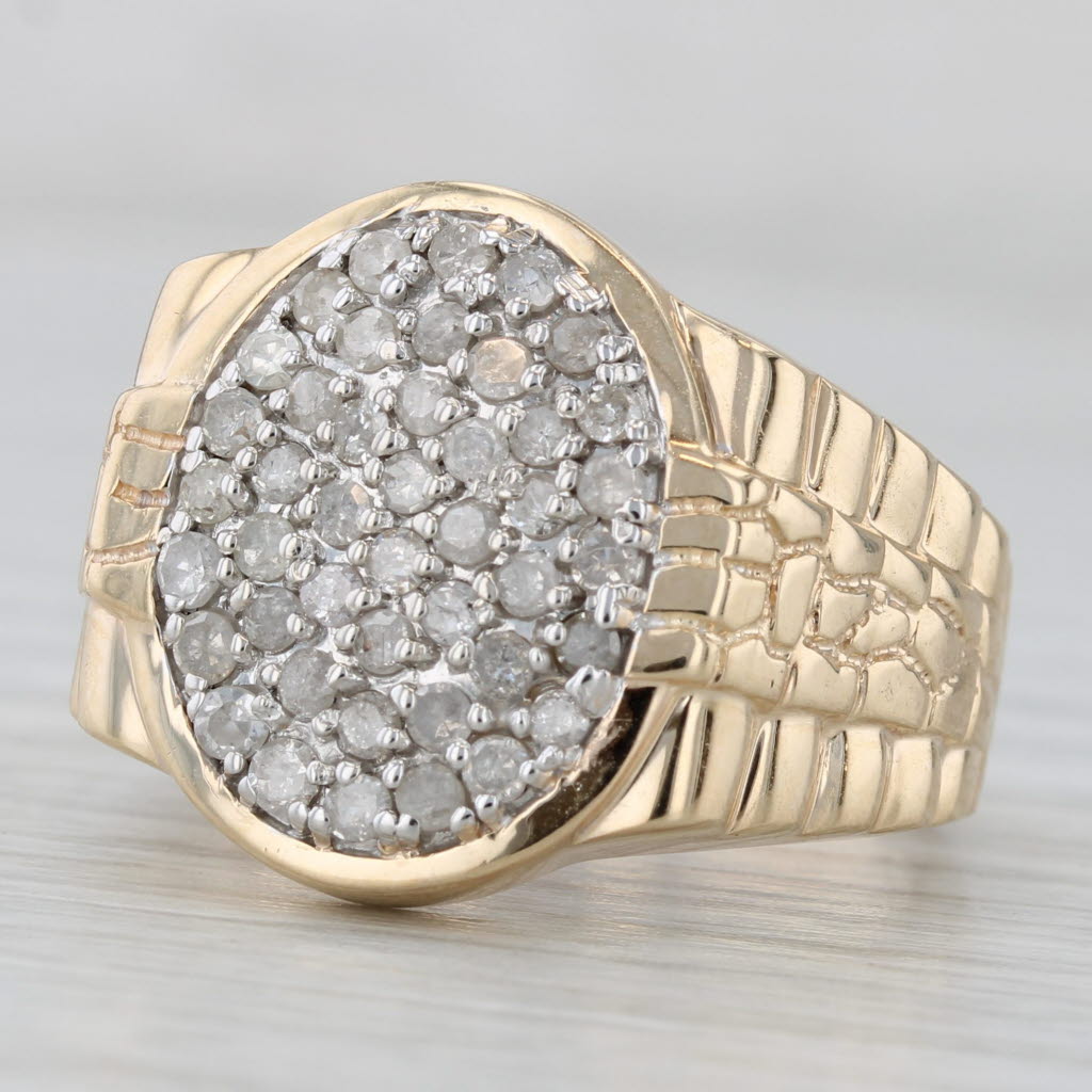 Gray 0.75ctw Pave Diamond Cluster Ring 10k Yellow Gol Size 10.25