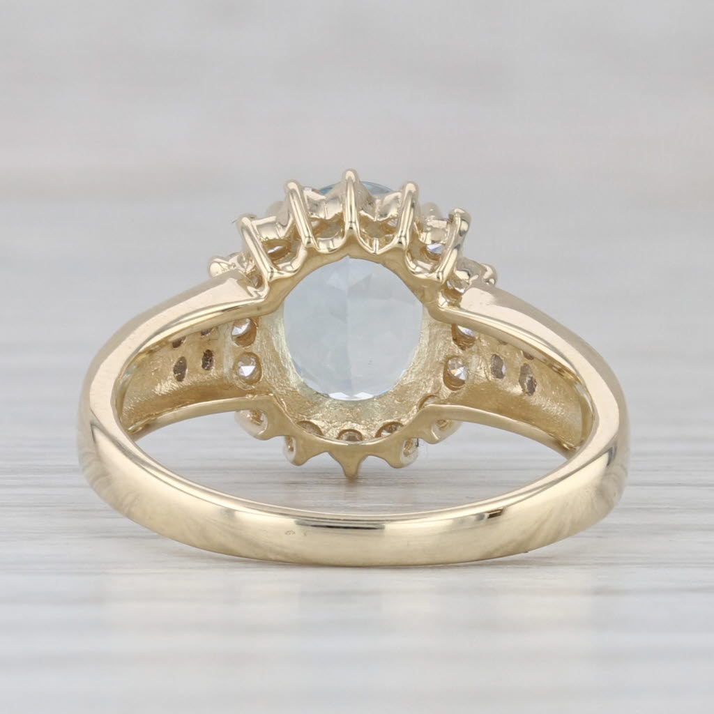 1.69ctw Oval Aquamarine Diamond Halo Ring 14k Yellow Gold Size 6
