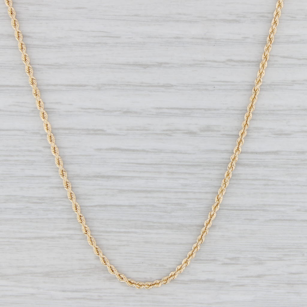 Light Gray 18" Rope Chain Necklace 14k Yellow Gold 2mm Lobster Clasp