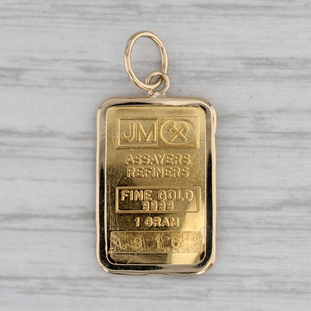 Gray Johnson Matthew 1 Gram Fine 9999 Gold Bar Pendant 10k Frame Charm