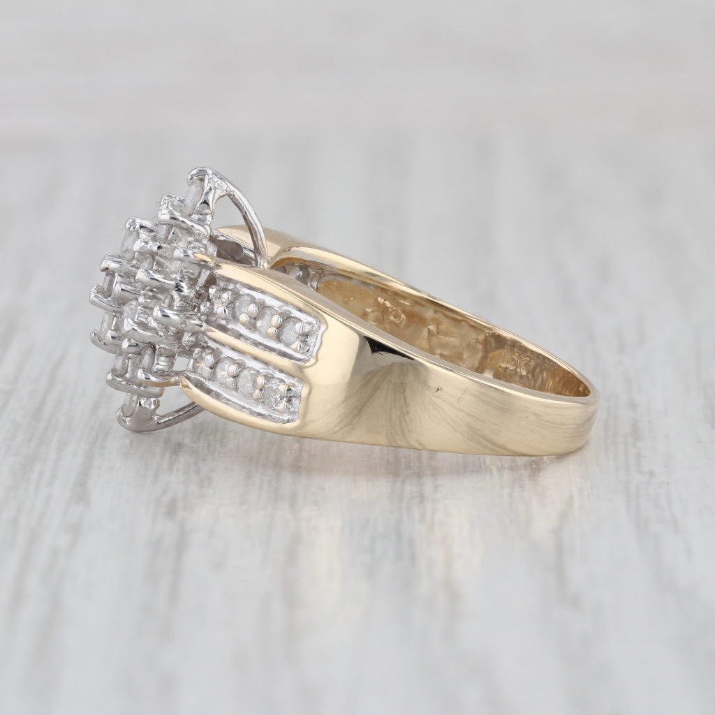 0.72ctw Diamond Cluster Ring 10k Yellow Gold Size 9 Engagement