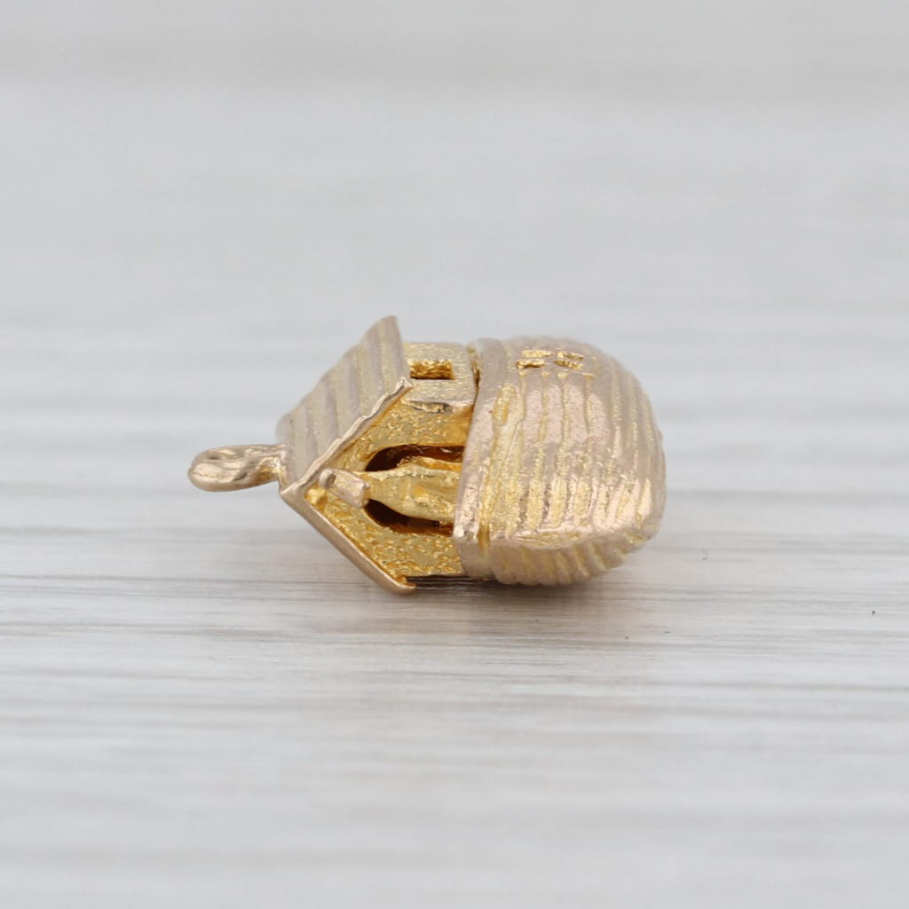Vintage Noah's Ark Charm 9k Yellow Gold Top Opens Religious Pendant