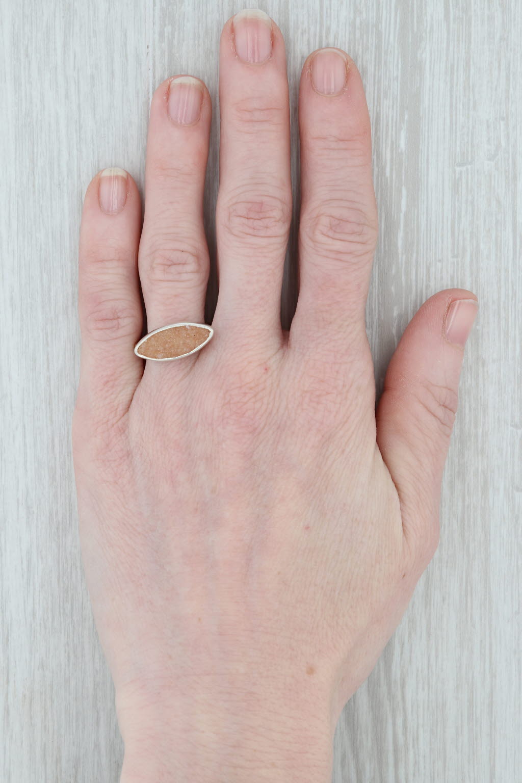New Nina Wynn Sand Druzy Quartz Sterling Silver Ring Statement Size 7