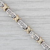 Gray 1.25ctw Diamond Bracelet 10k White Yellow Gold Bar X Links 6.75" 5mm