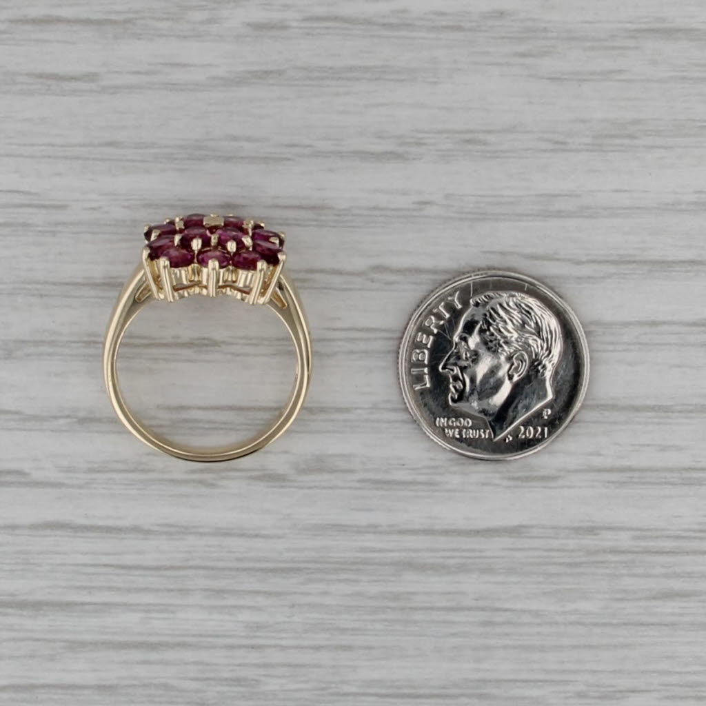 2.40ctw Garnet Cluster Flower Ring 14k Yellow Gold Size 6