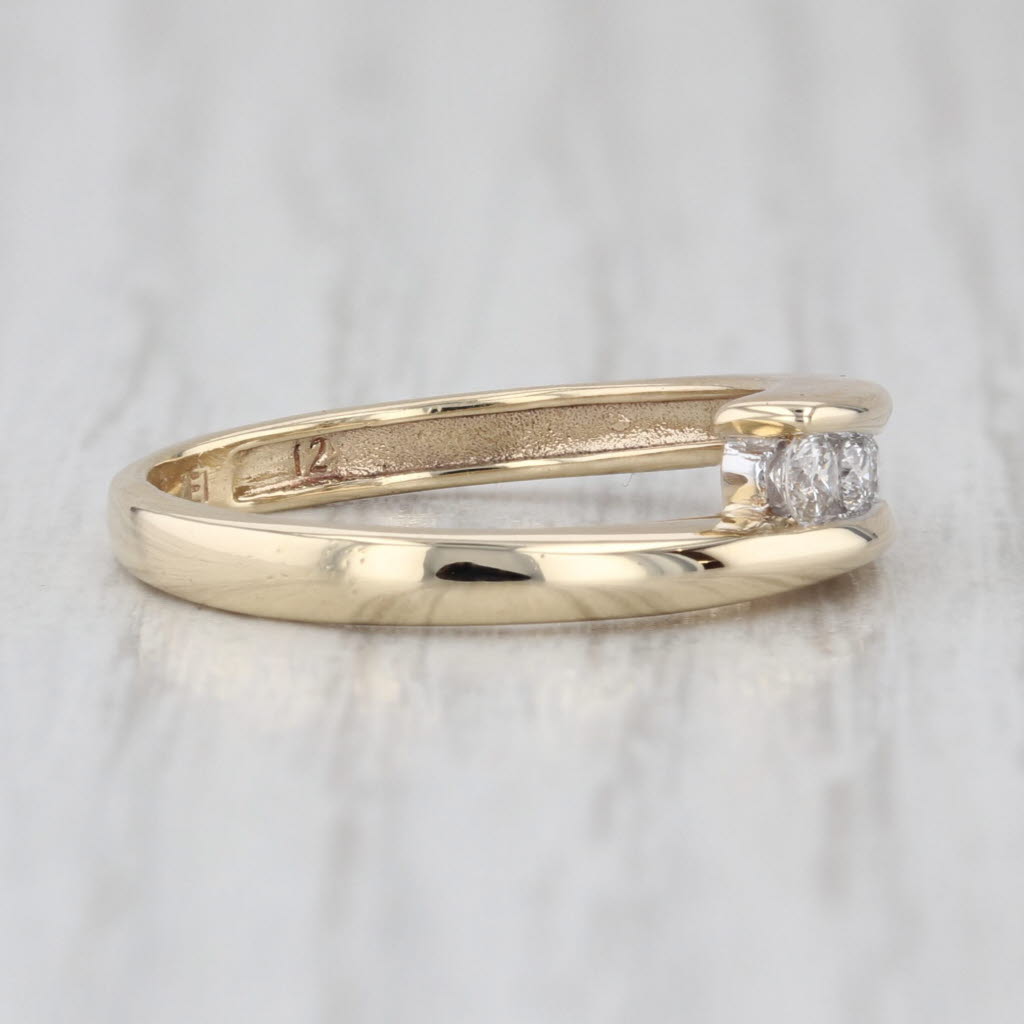 0.15ctw Diamond Bypass Ring 10k Yellow Gold Size 6.25 Wedding Band Stackable