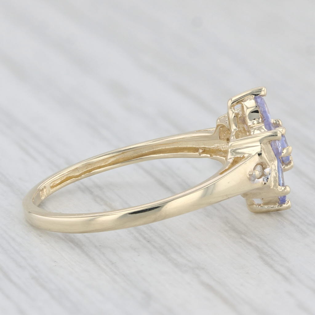 Light Gray 0.75ctw Tanzanite Flower Ring 10k Yellow Gold Size 5