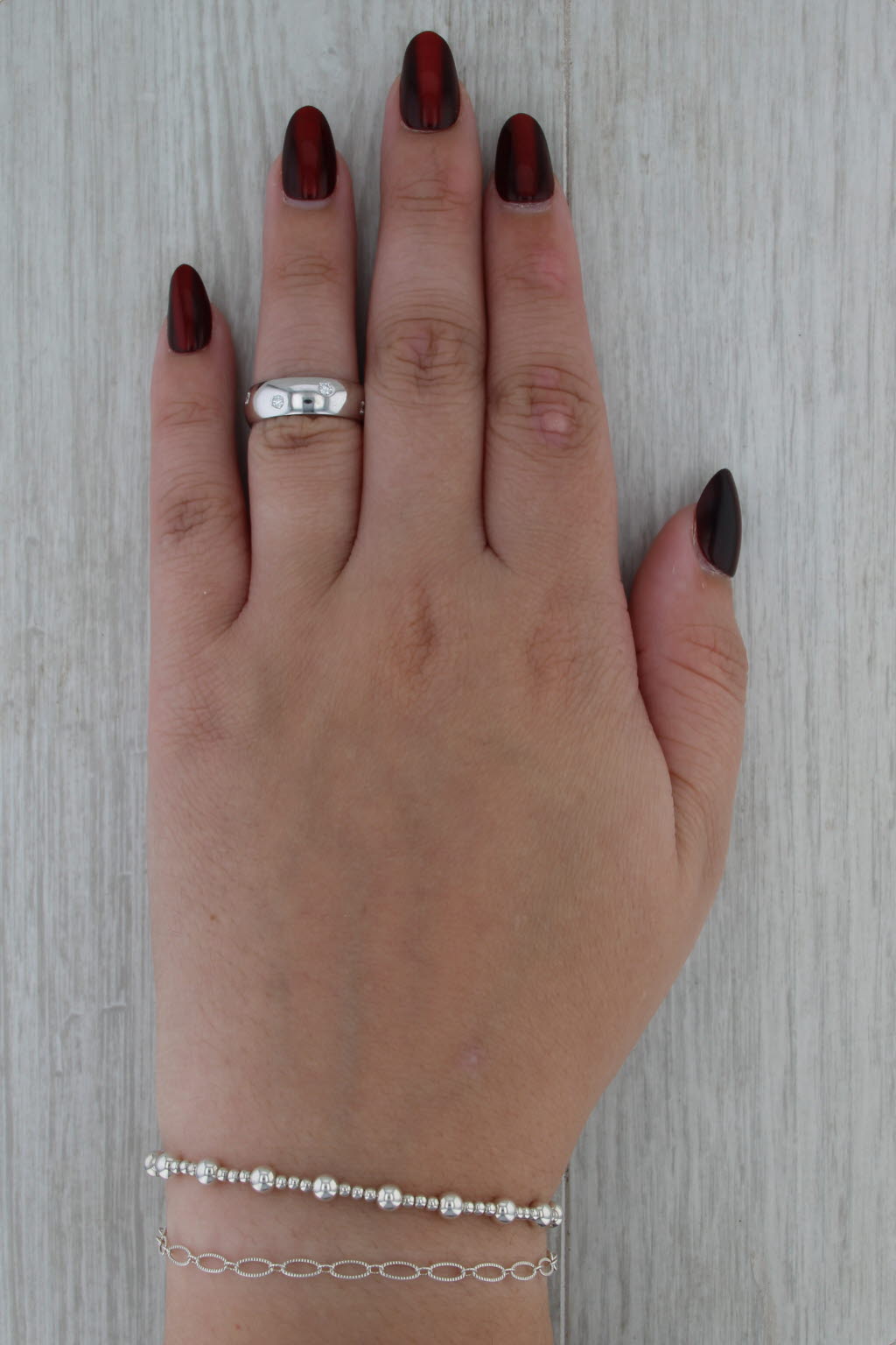 0.31ctw Diamond Dots Ring 14k White Gold Size 5.5 Wedding Band Stackable