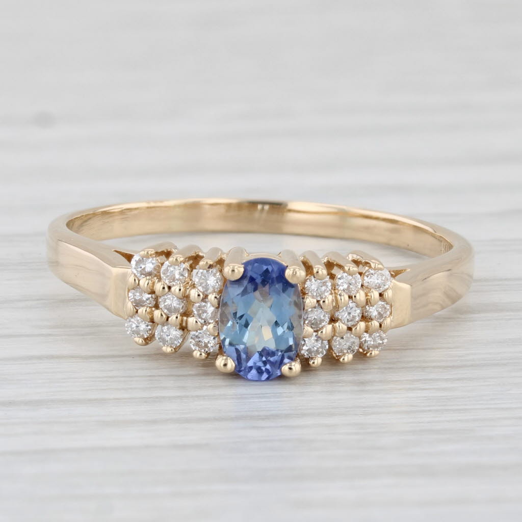 Light Gray 0.68ctw Oval Tanzanite Diamond Ring 14k Yellow Gold Size 11