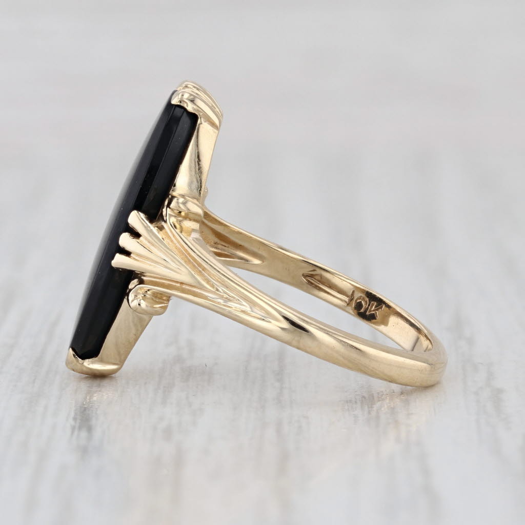 Oval Onyx Solitaire Signet Ring 10k Yellow Gold Size 6.5