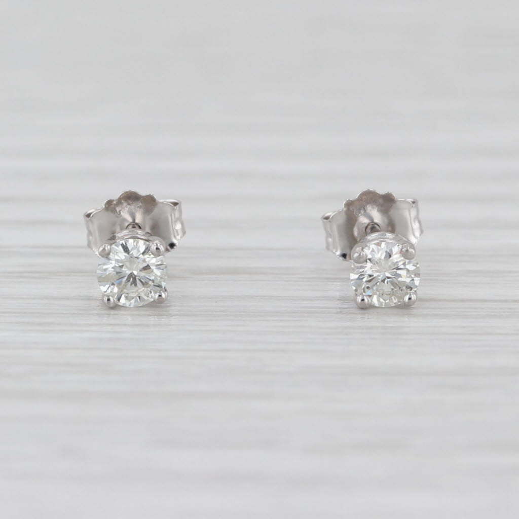 0.31ctw Round Diamond Solitaire Stud Earrings 14k White Gold Studs