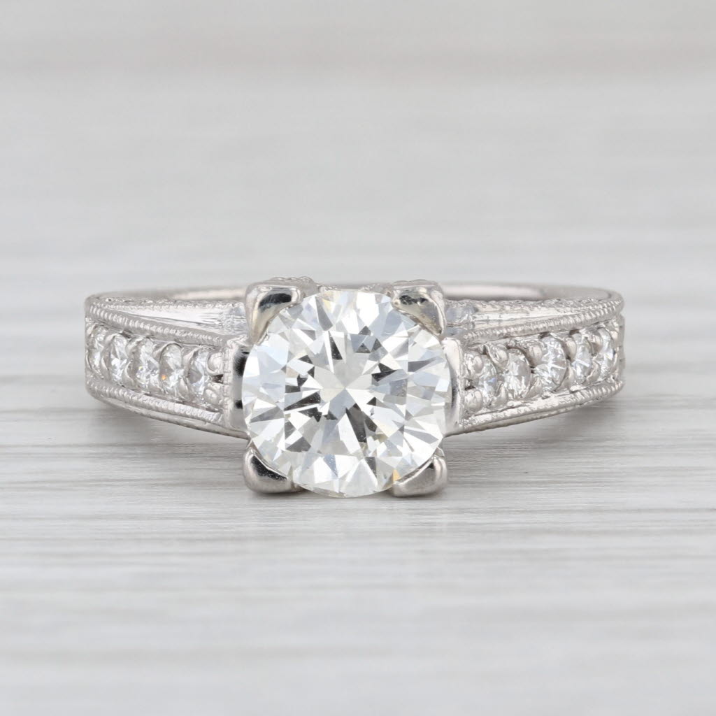 2.47ctw Round Diamond Engagement Ring Platinum Size 6.25 GIA Cathedral Band