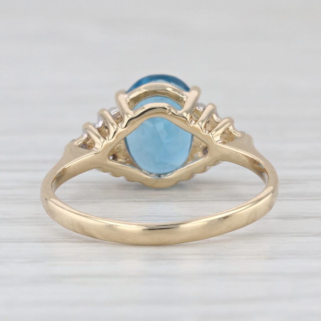 2.50ctw Oval Blue Topaz Diamond Ring 14k Yellow Gold Size 6.75