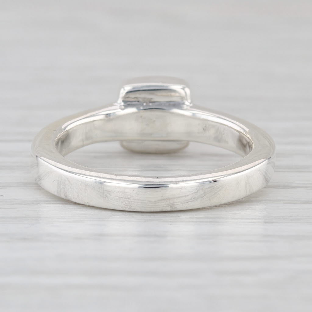 Coral Solitaire Ring Sterling Silver Size 9 Stackable