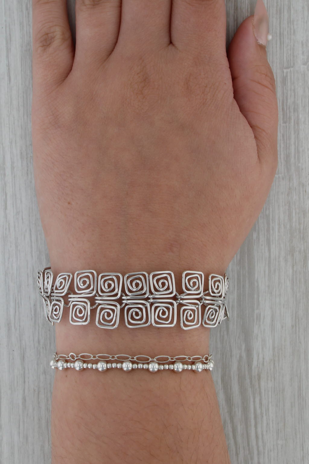 Handmade Swirl Chain Bracelet Sterling Silver 7.75" 18.8mm Mexico Statement