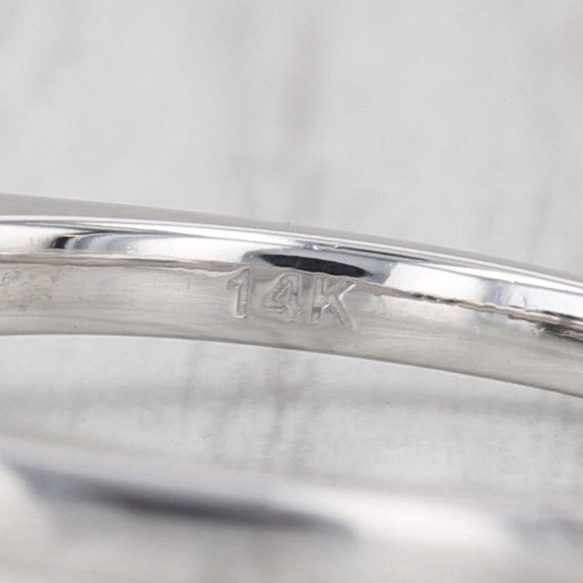 0.91ctw Princess Diamond Halo Engagement Ring 14k White Gold Size 7.75