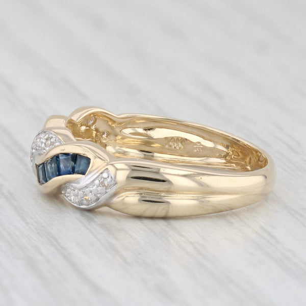 0.52ctw Blue Sapphire Diamond Woven Ring 14k Yellow Gold Size 7.5 Stackable