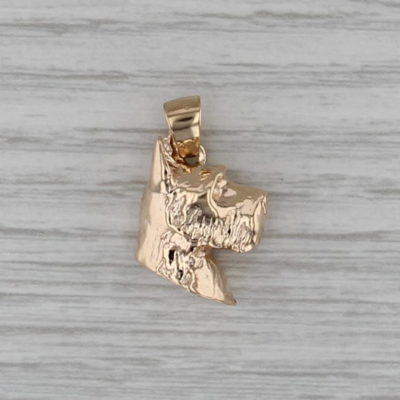 Terrier Schnauzer Pendant 14k Yellow Gold Dog Bust Keepsake
