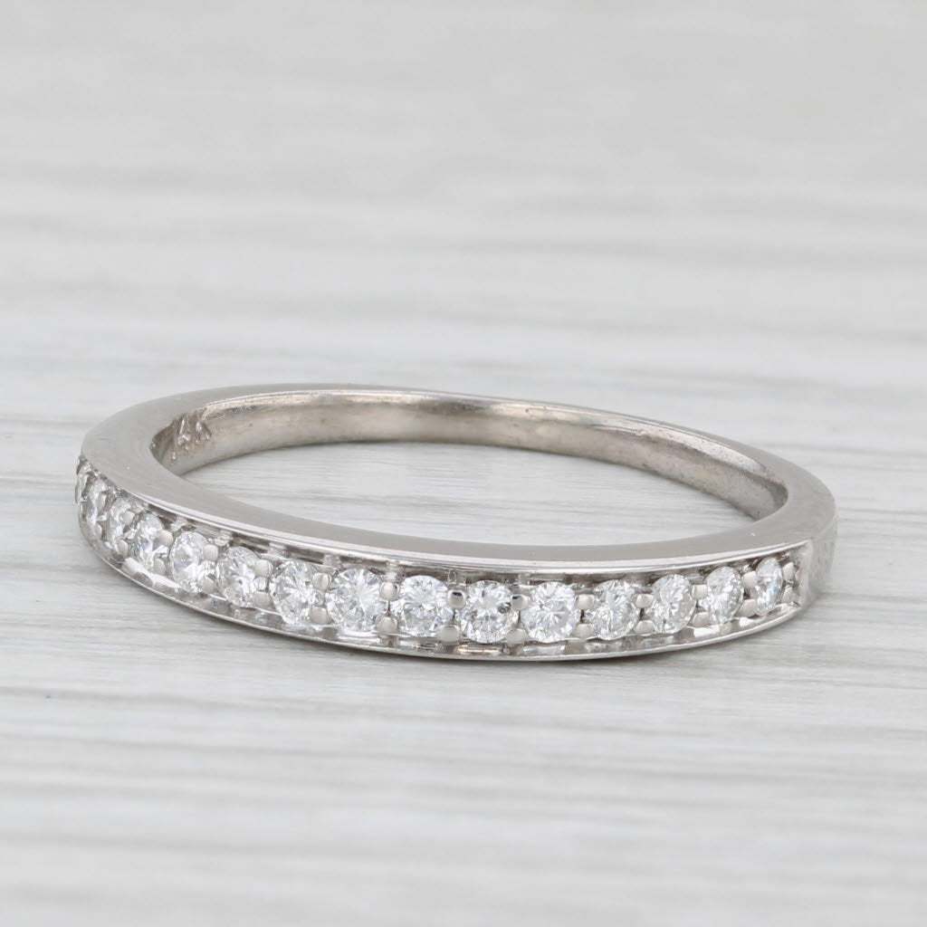 Light Gray 0.26ctw Diamond Wedding Anniversary Ring 14k White Gold Size 6 Stackable Band