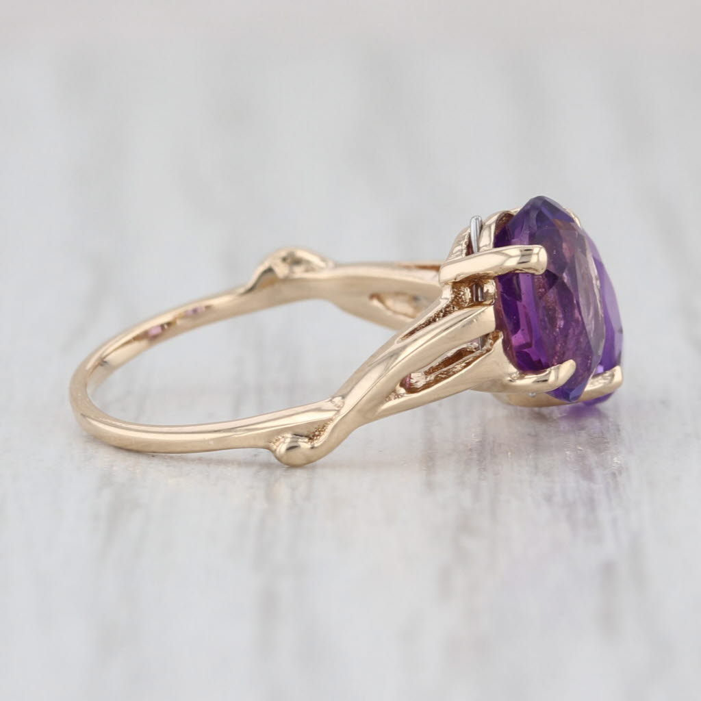 2.37ctw Oval Amethyst Bypass Ring 14k Yellow Gold Size 4.75