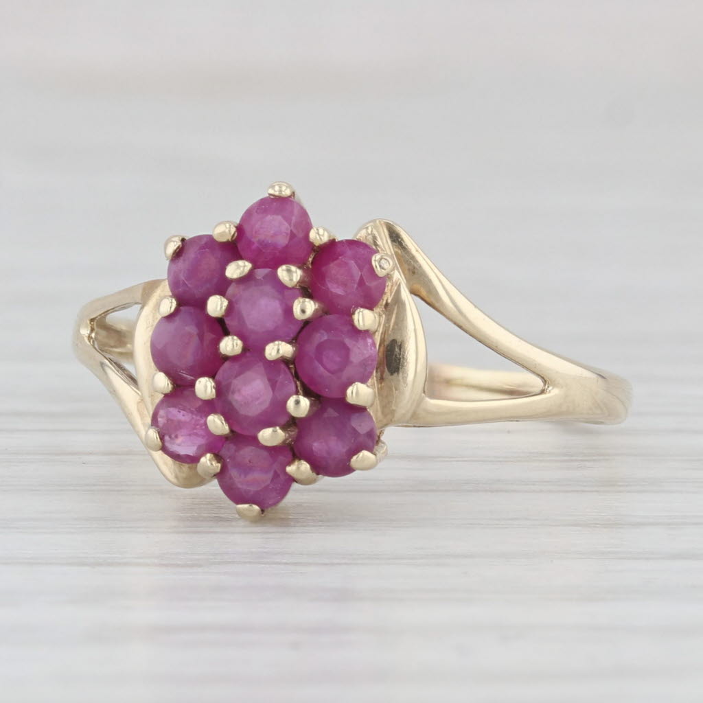 Light Gray 1ctw Ruby Cluster Ring 10k Yellow Gold Size 9.75