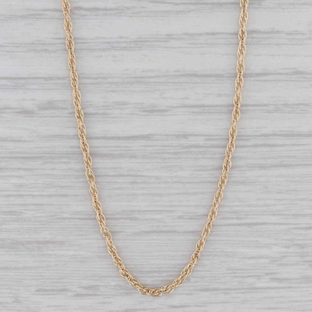 Gray 22.5" 1.3mm Rope Chain Necklace 14k Yellow Gold