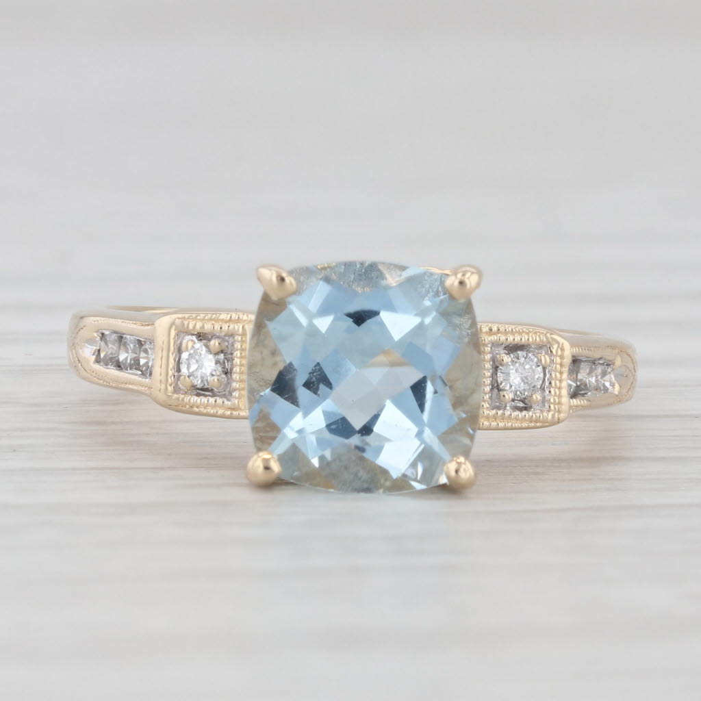 Light Gray 1.72ctw Aquamarine Diamond Ring 14k Yellow Gold Size 7.25