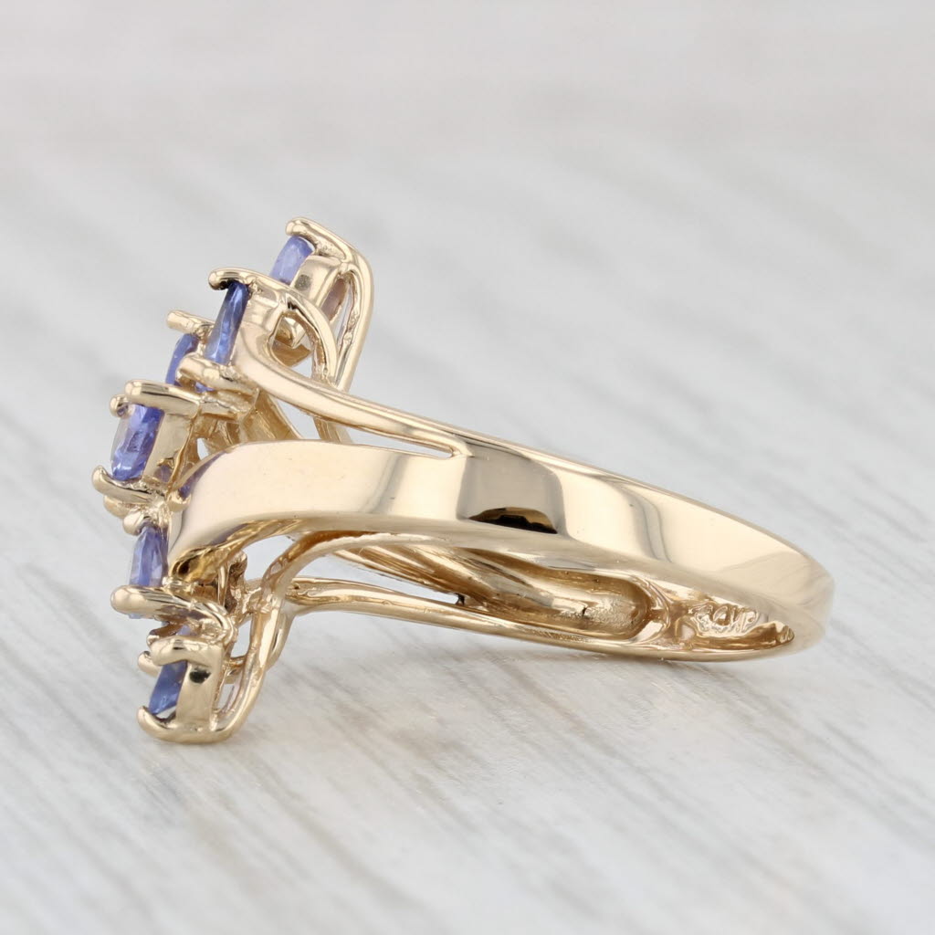 Light Gray 1.20ctw Tanzanite Cluster Ring 14k Yellow Gold Size 5