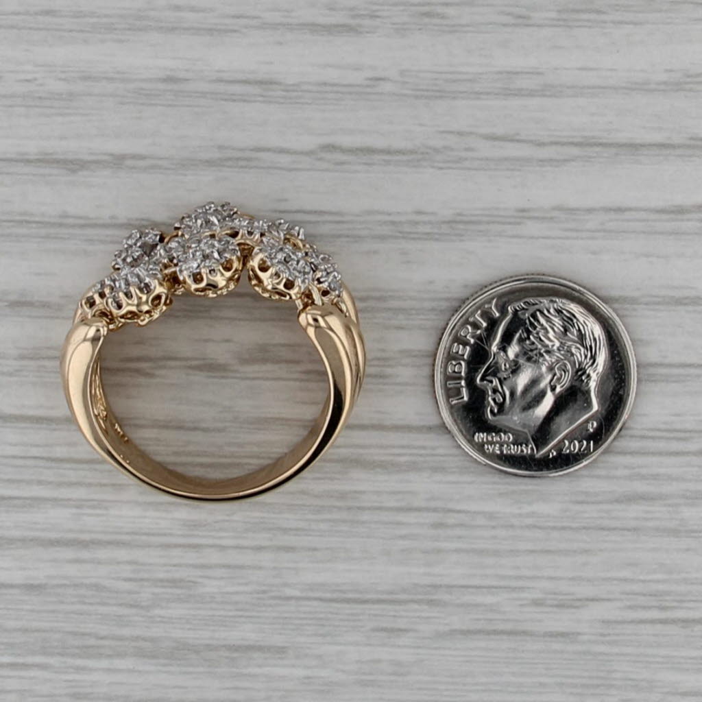 Sonia B 0.40ctw Diamond Cluster Ring14k Yellow Gold Size 10 Cocktail Moves