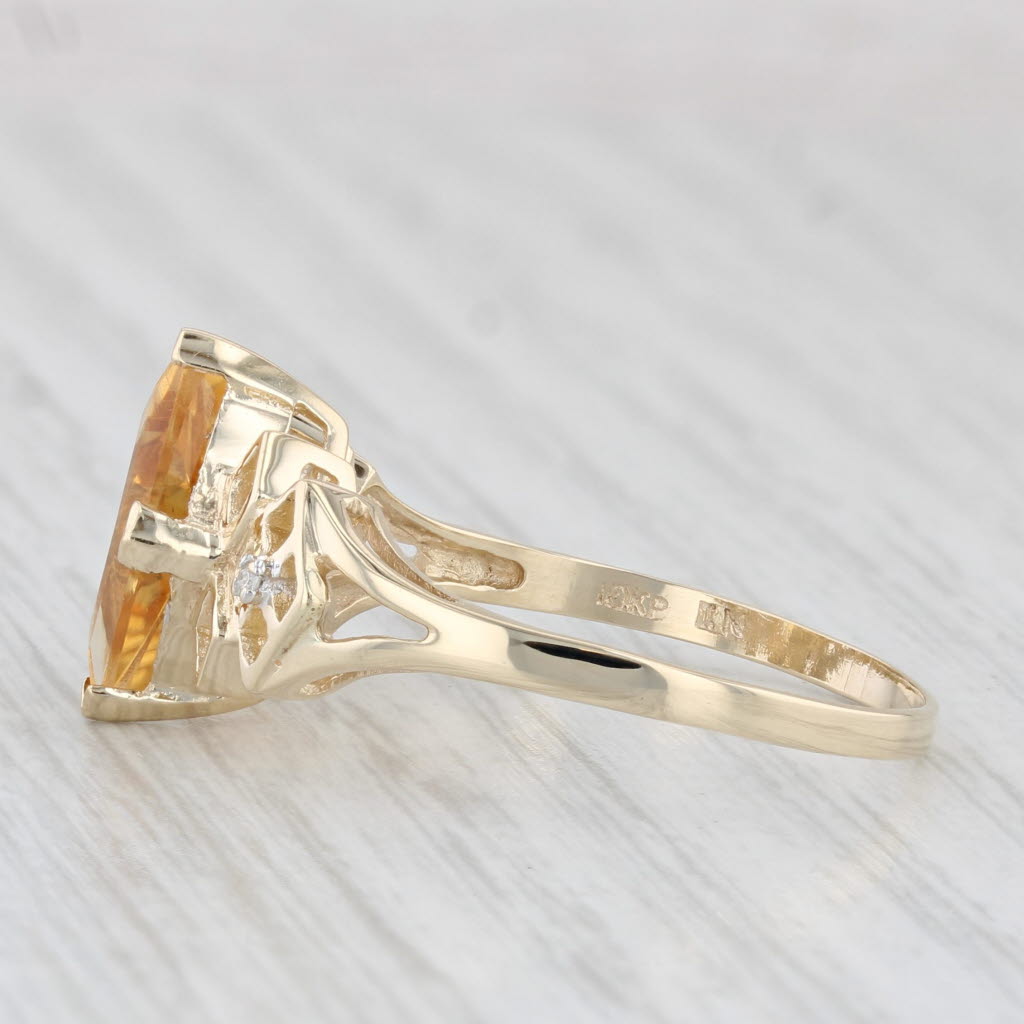 Light Gray 1.75ct Orange Citrine Diamond Ring 10k Yellow Gold Size 10