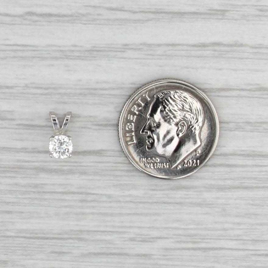 New 0.26ct Diamond Solitaire Pendant 14k White Gold Small Round Drop 4 Prong