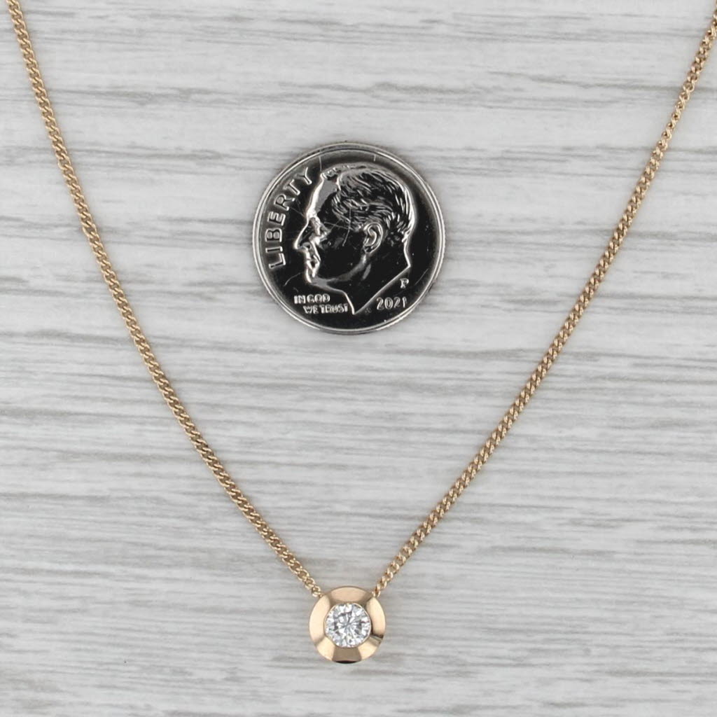 0.25ct Round Diamond Solitaire Pendant Necklace 14k Yellow Gold 18" Curb Chain
