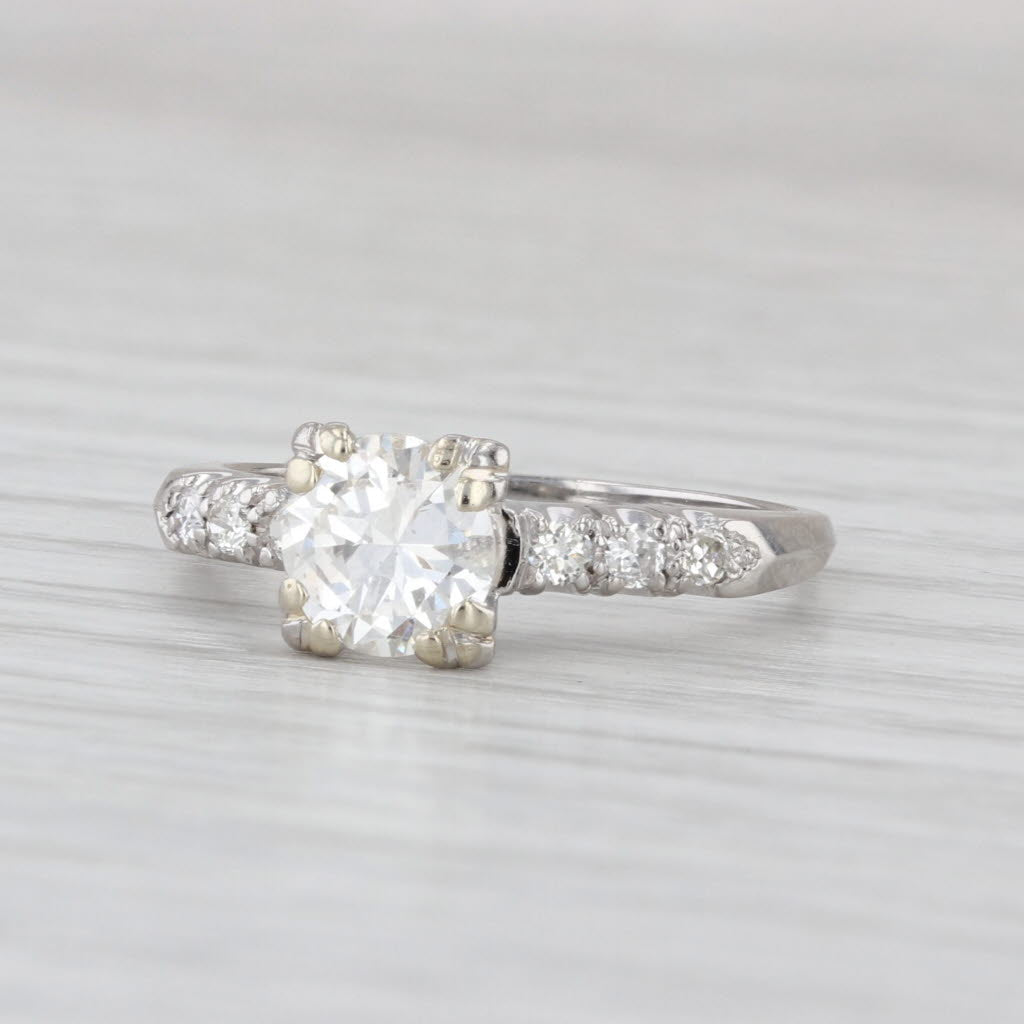 Vintage 1.08ctw Transitional Round Engagement Ring Platinum Size 7