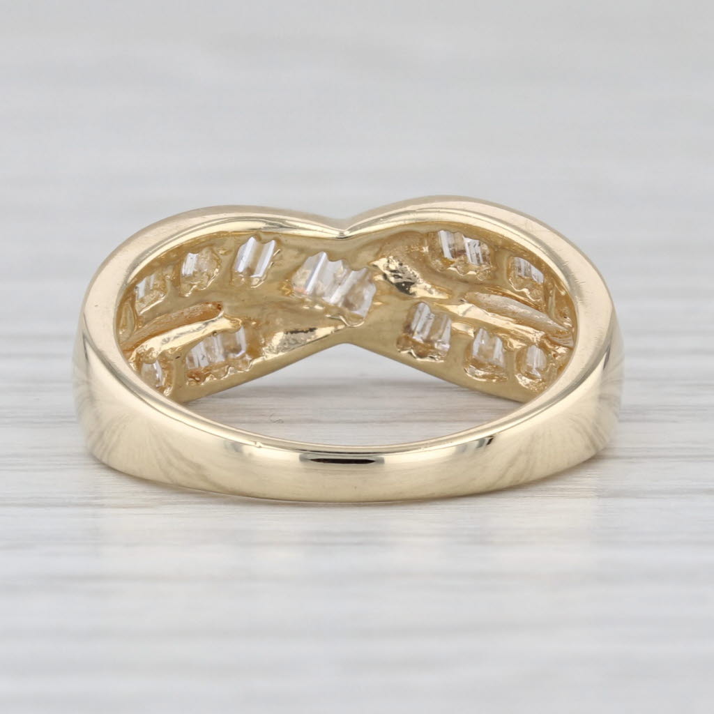 0.80ctw Diamond X Crossover Ring 14k Yellow Gold Size 7 Wedding Anniversary