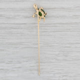 Gray Little Turtle Stickpin Green Nephrite Jade 14k Yellow Gold Vintage