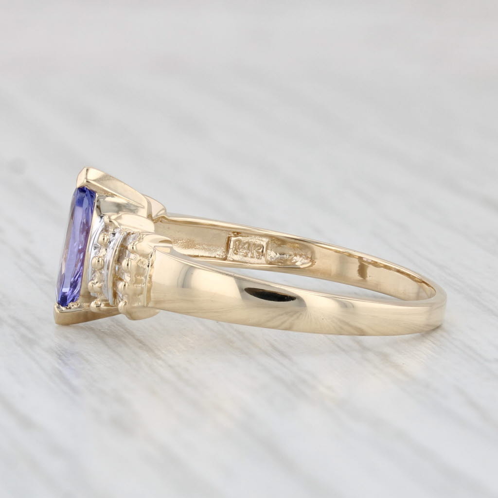 Light Gray 0.60ctw Marquise Tanzanite Diamond Ring 14k Yellow Gold Size 8