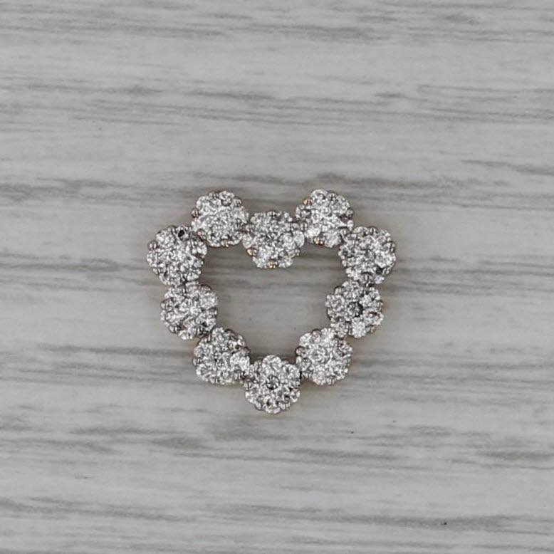 1.05ctw Diamond Open Heart Pendant 14k Yellow Gold Floating Drop