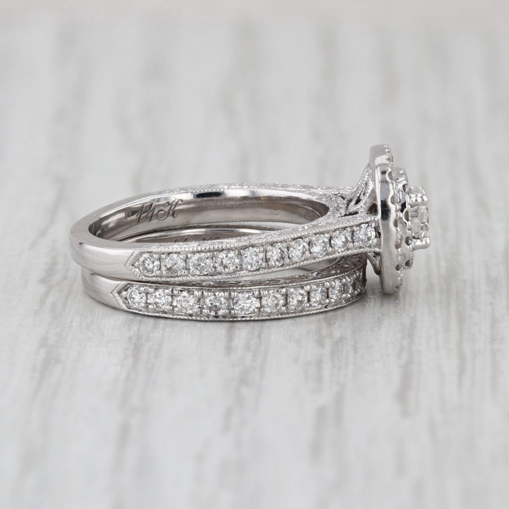 Neil Lane 1.17ctw Diamond Halo Engagement Ring Wedding Band 14k Gold Size 5
