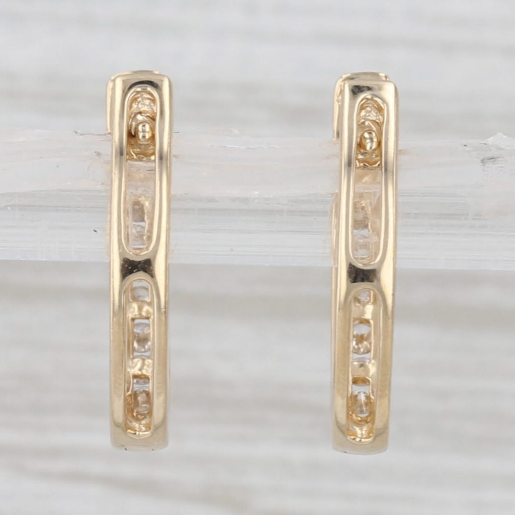0.25ctw Diamond Journey Hinged Hoop Earrings 14k Yellow Gold Oval Hoops