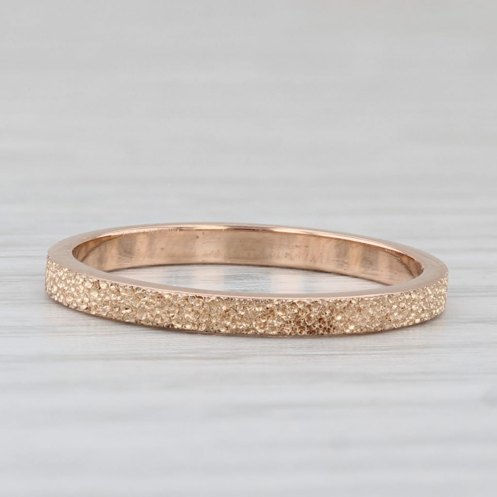 Light Gray Brushed Rose Gold Ring 14k Wedding Stackable Band Size 6