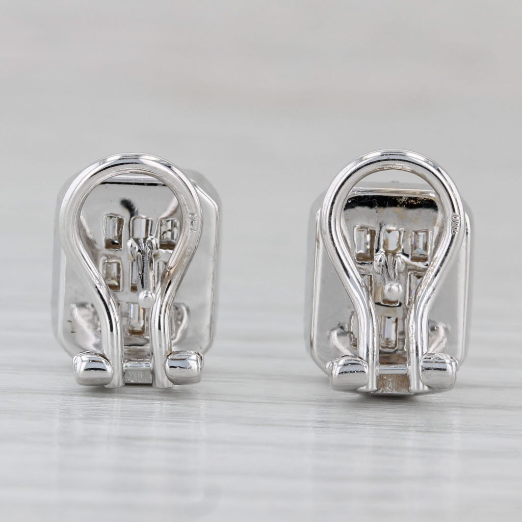 Gray 1.46ctw Diamond Halo Stud Earrings 18k White Gold Omega Backs