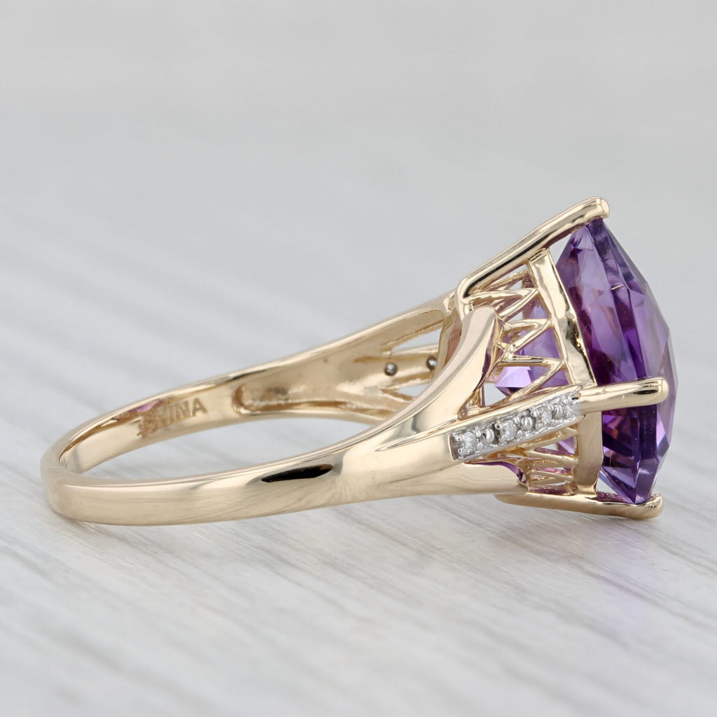 Gray 6.94ctw Amethyst Diamond Ring 14k Yellow Gold Size 10.25