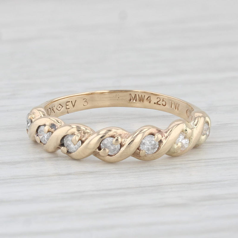 0.22ctw Diamond Stackable Ring 10k Yellow Gold Size 5.5 Wedding Band