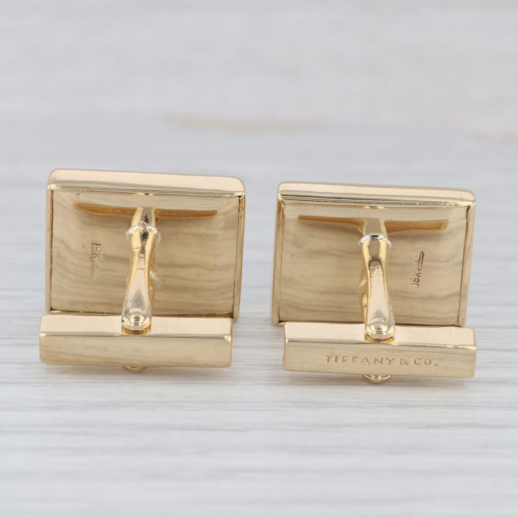 Light Gray Tiffany & Co Onyx Cufflinks 18k Yellow Gold Folding Backs