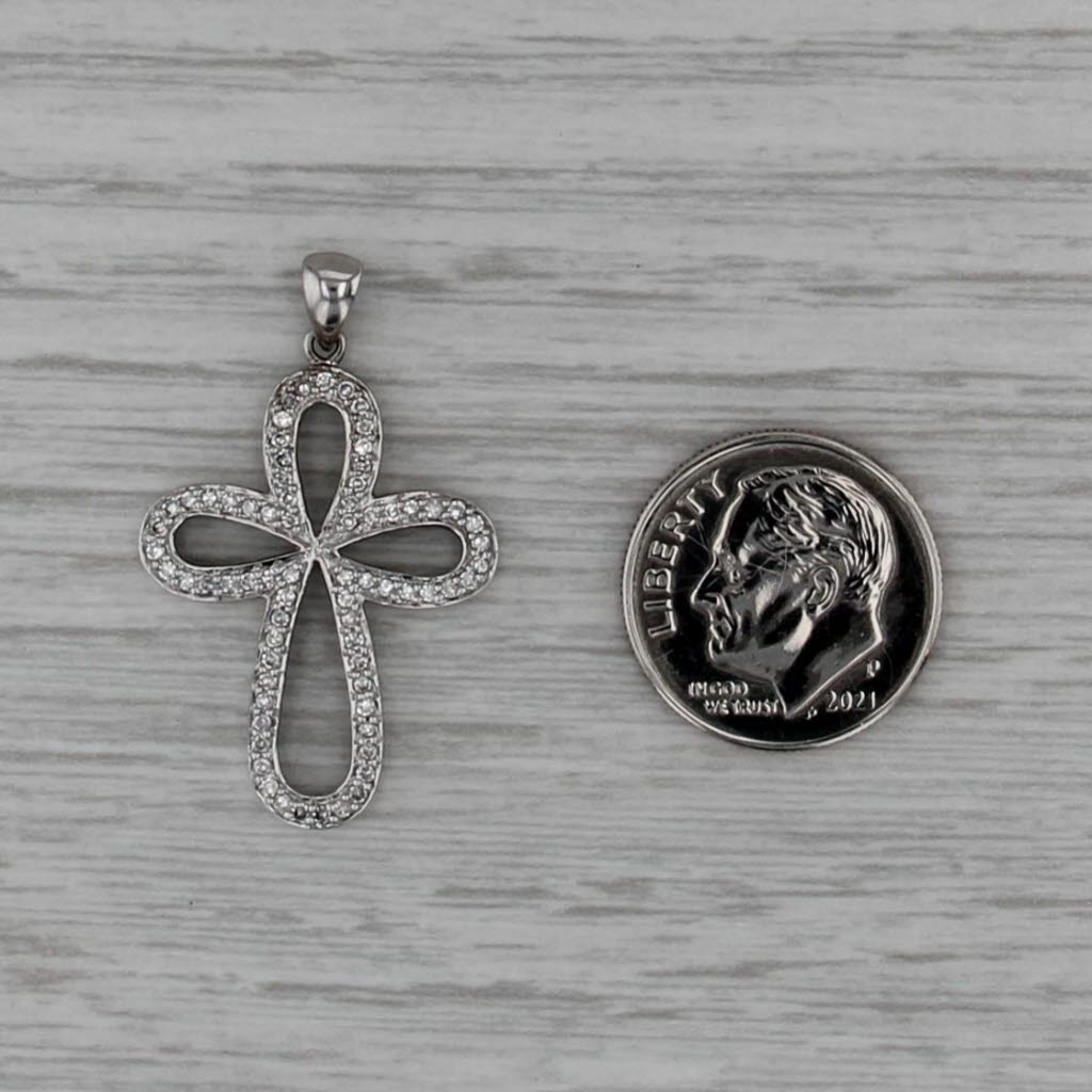 0.26ctw VS2 Diamond Open Work Cross Pendant 14k White Gold