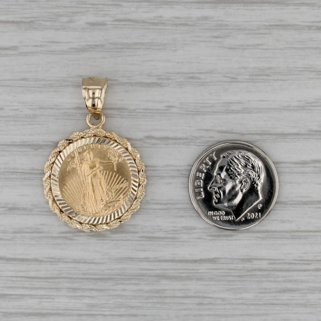 2006 Gold American Eagle Coin Pendant 14k 22k 1/10oz 5 Dollar Walking Liberty